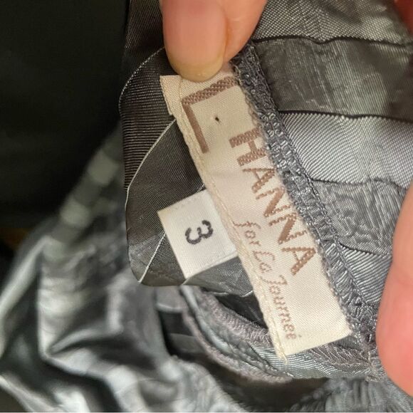 Hanna for La‎ Journee Lagenlook Metallic Stripe Satin Bustled Skirt Size 3 - Picture 5 of 7